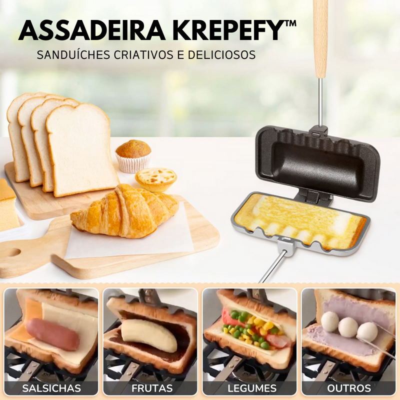 Assadeira Krepefy™ Sanduíches Criativos e Deliciosos - ÚLTIMAS UNIDADES
