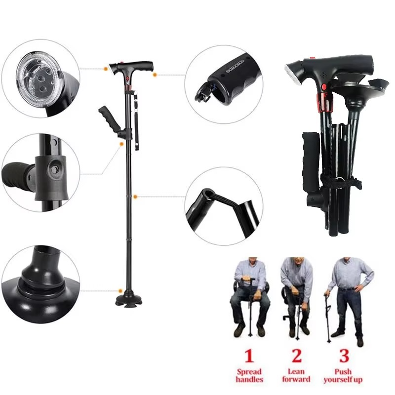 LumiStep™ - Bengala Multifuncional Ajustável Antiderrapante Com LED